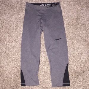 Cropped Grey Nike Pro Leggings